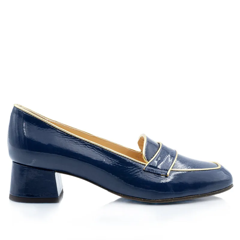 Bégum Paris Monza mocassin vernis bleu pétrole 4 cm