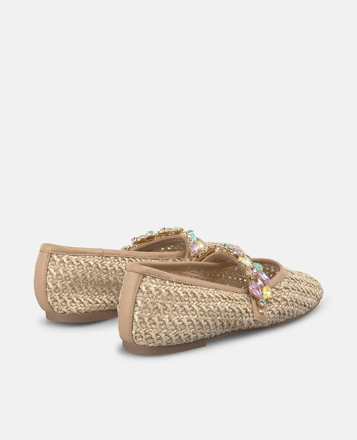 Alma en Pena V261205 ballerines sable rafia bijou plates