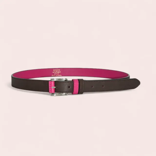 Karine Arabian CADET ceinture cuir marron violet 96 cm