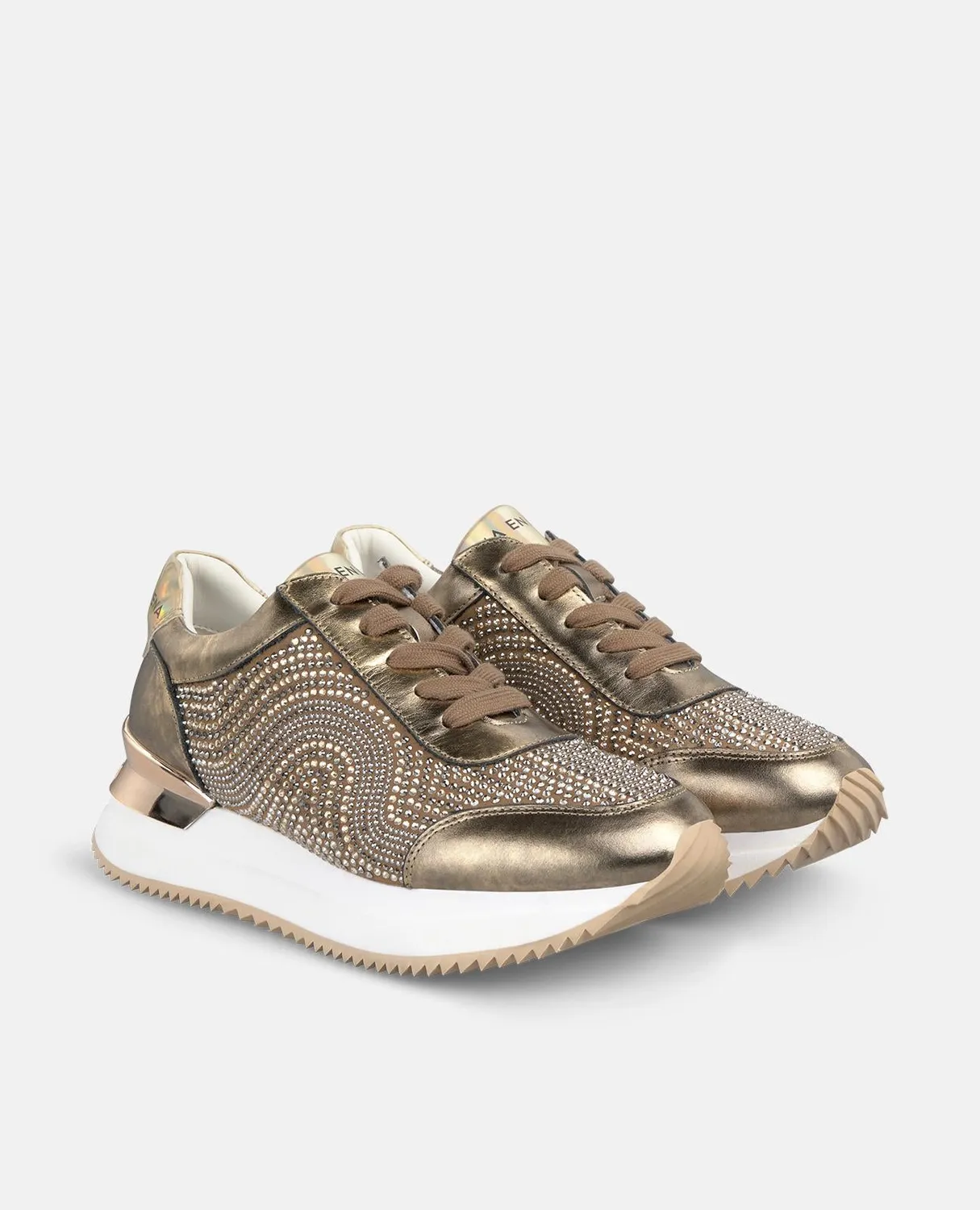 Alma en Pena I251503 sneakers bronze strass plateforme 4 cm