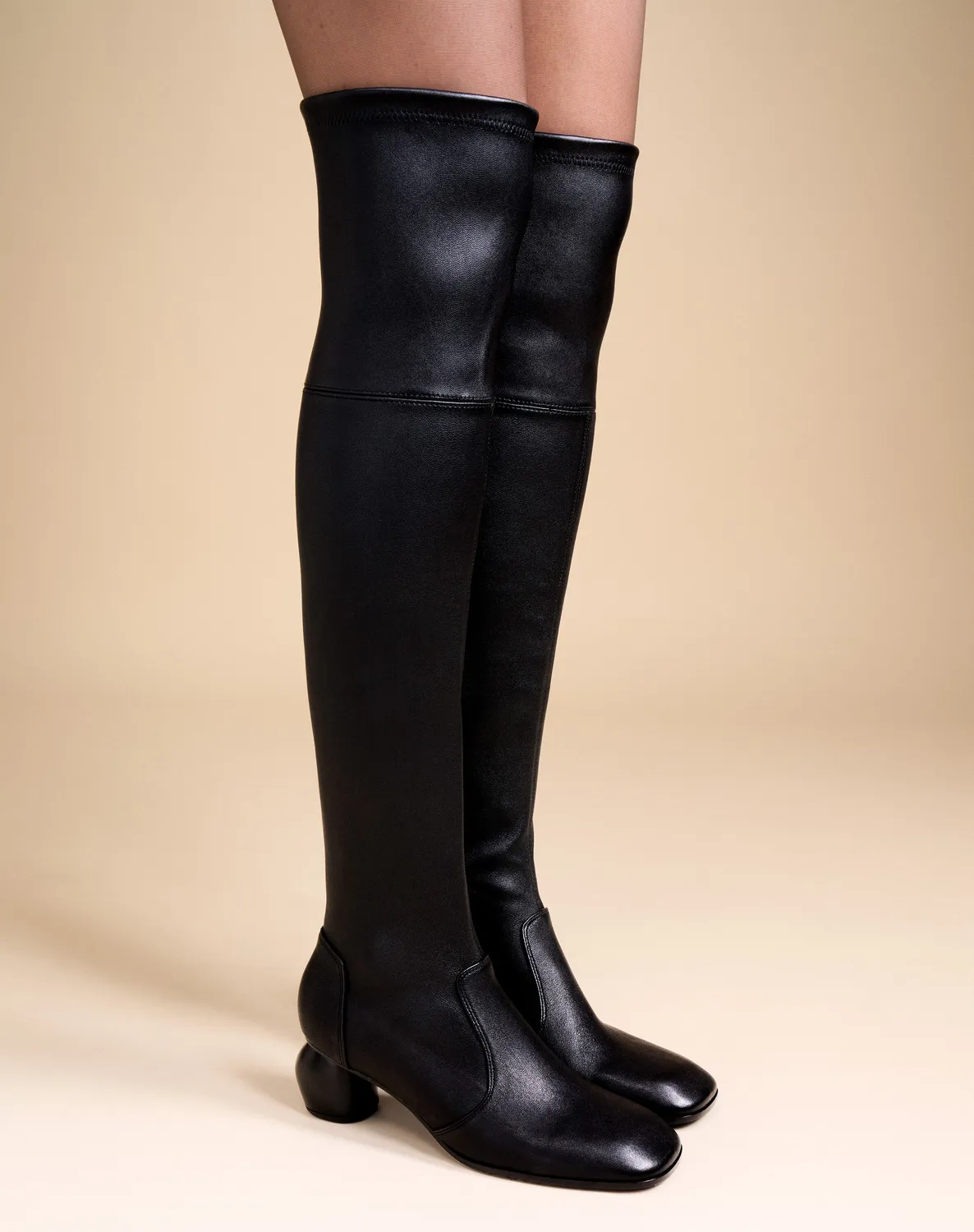 Mi/Mai Gae Low cuissardes cuir agneau noir talon 5 cm