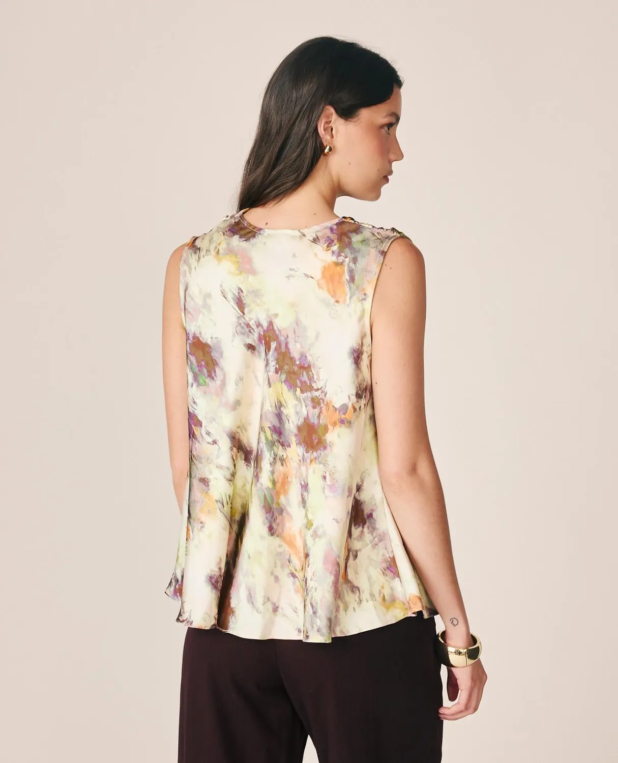 Alma en Pena I26CL0506 blouse satin lilas sans manches
