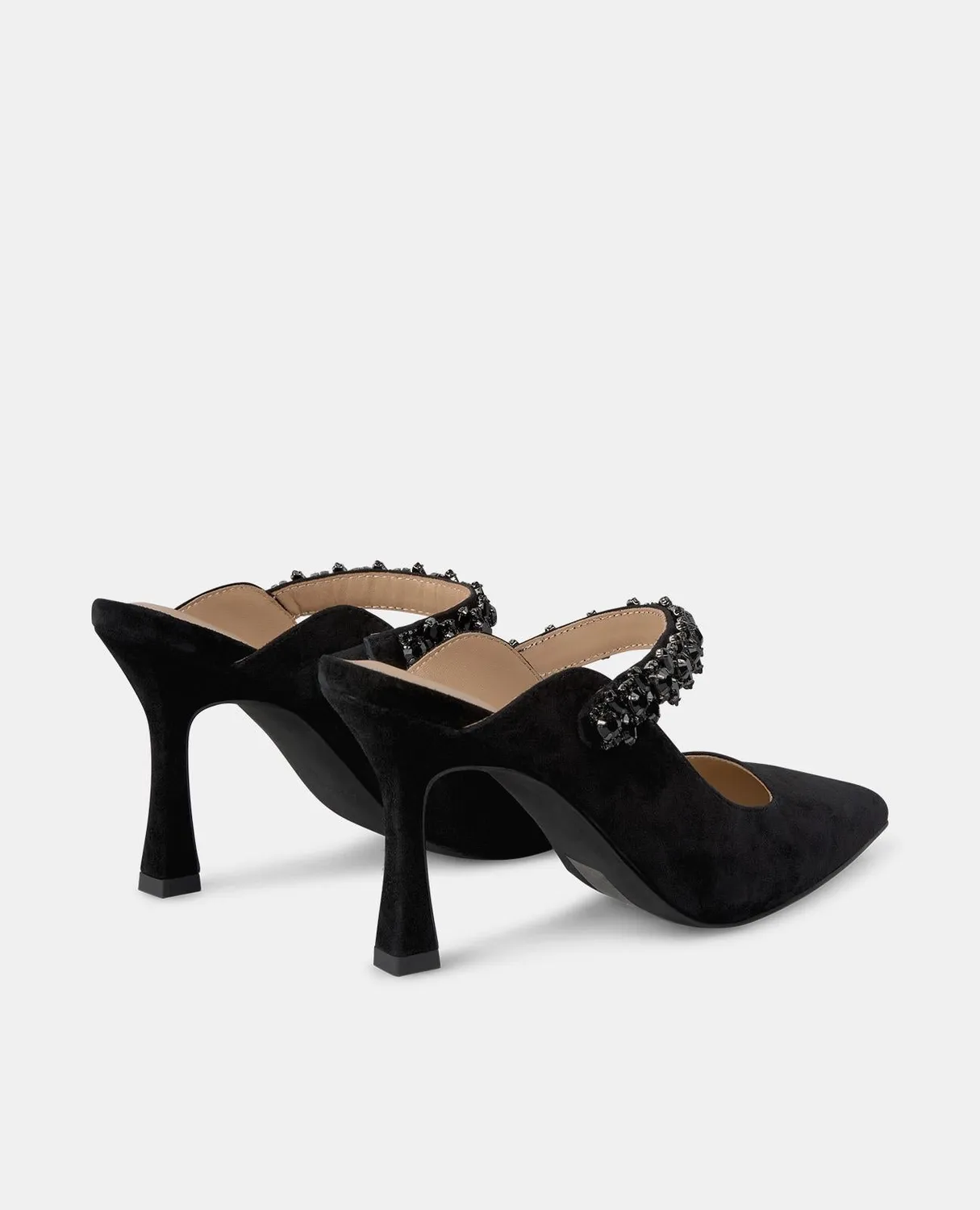 Alma en Pena V250603 mules noires talon 9 cm strass