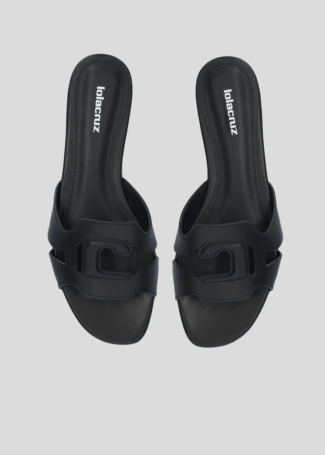 Lola Cruz Cuirine sandales plates noires cuir