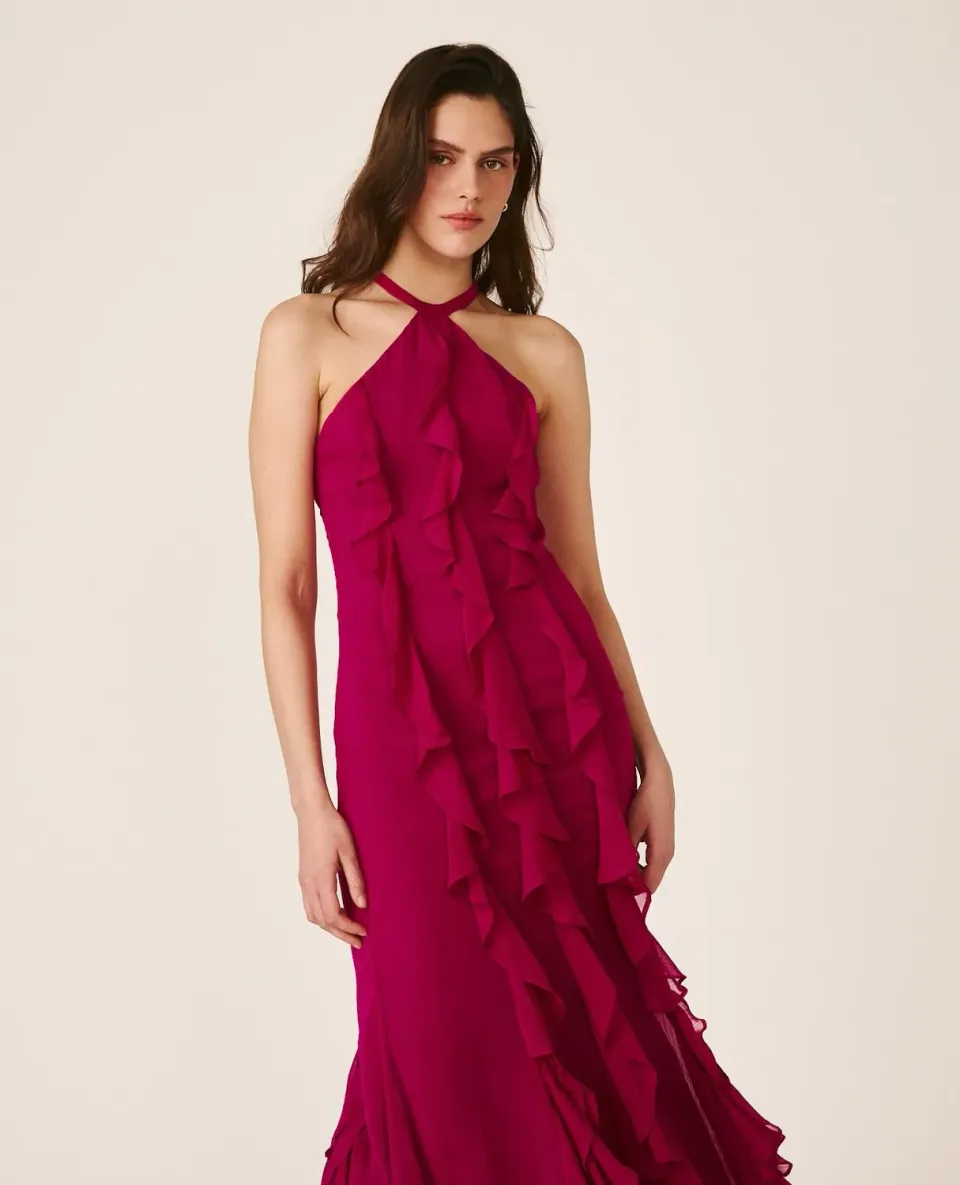 Alma en Pena V26CL0243 robe longue fuchsia