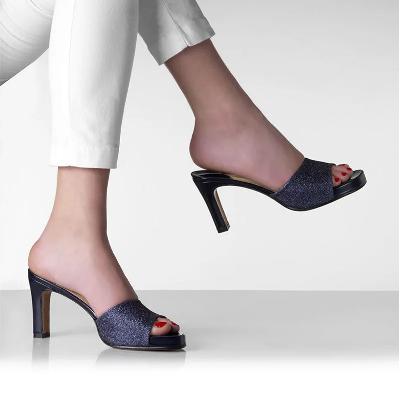 Bégum Paris Miami mule bleu nuit talon 8 cm