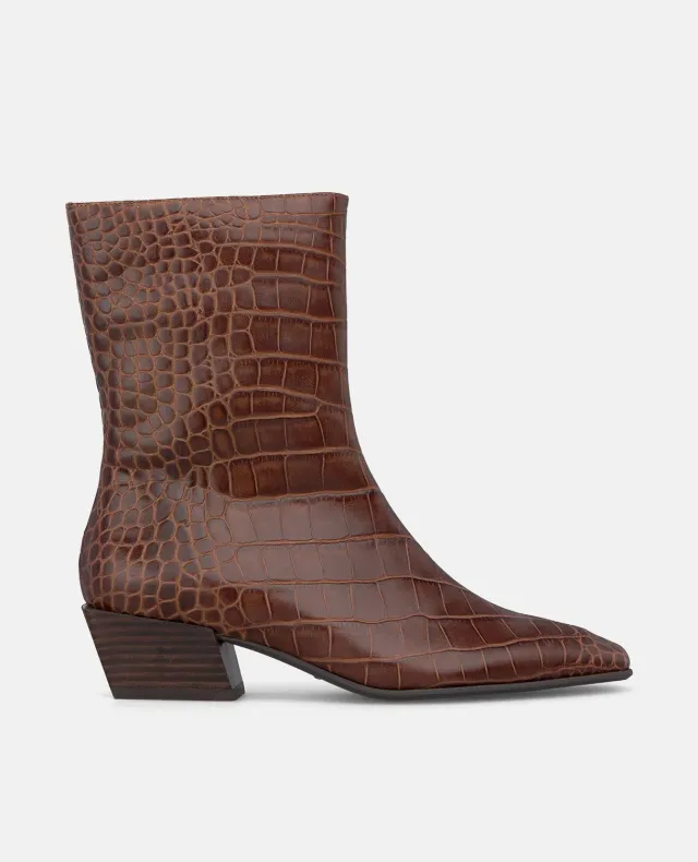 Alma en Pena I260621 bottines camel croco cuir 4 cm