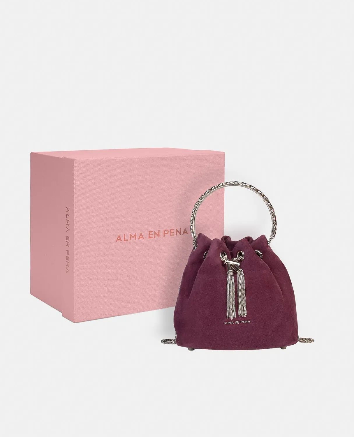 Alma en Pena BG110 sac seau cuir bordeaux fête