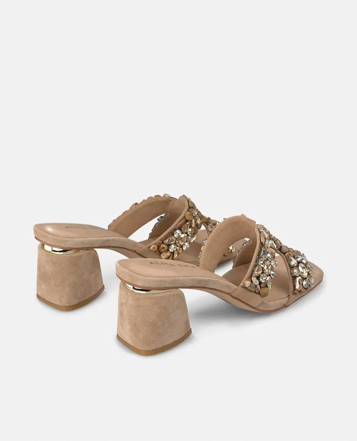 Alma en Pena V250957 mules à talon beige strass