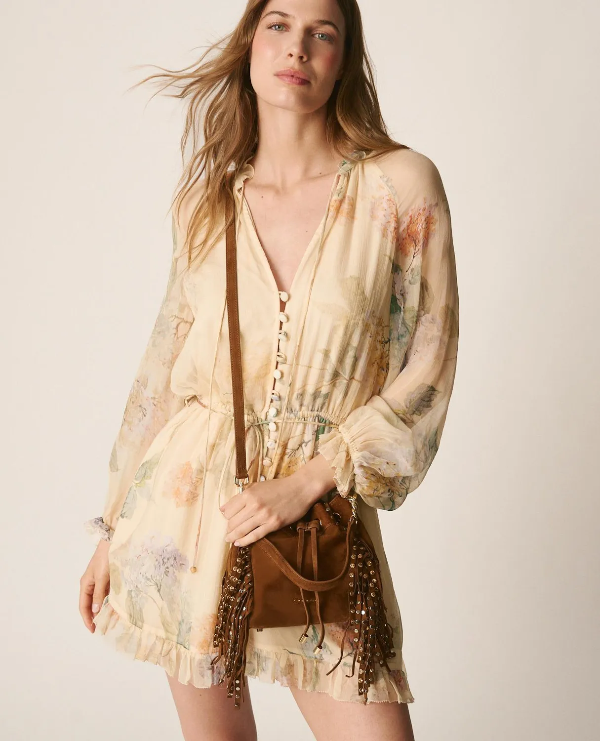 Alma en Pena V26BG065 sac cuir caramel à clous