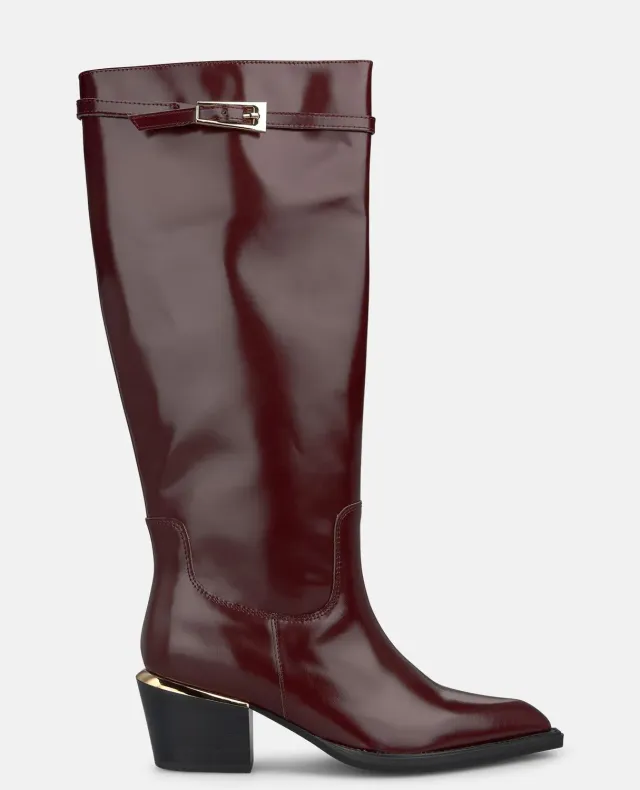 Alma en Pena I260614 bottes hautes cuir bordeaux talon 6 cm