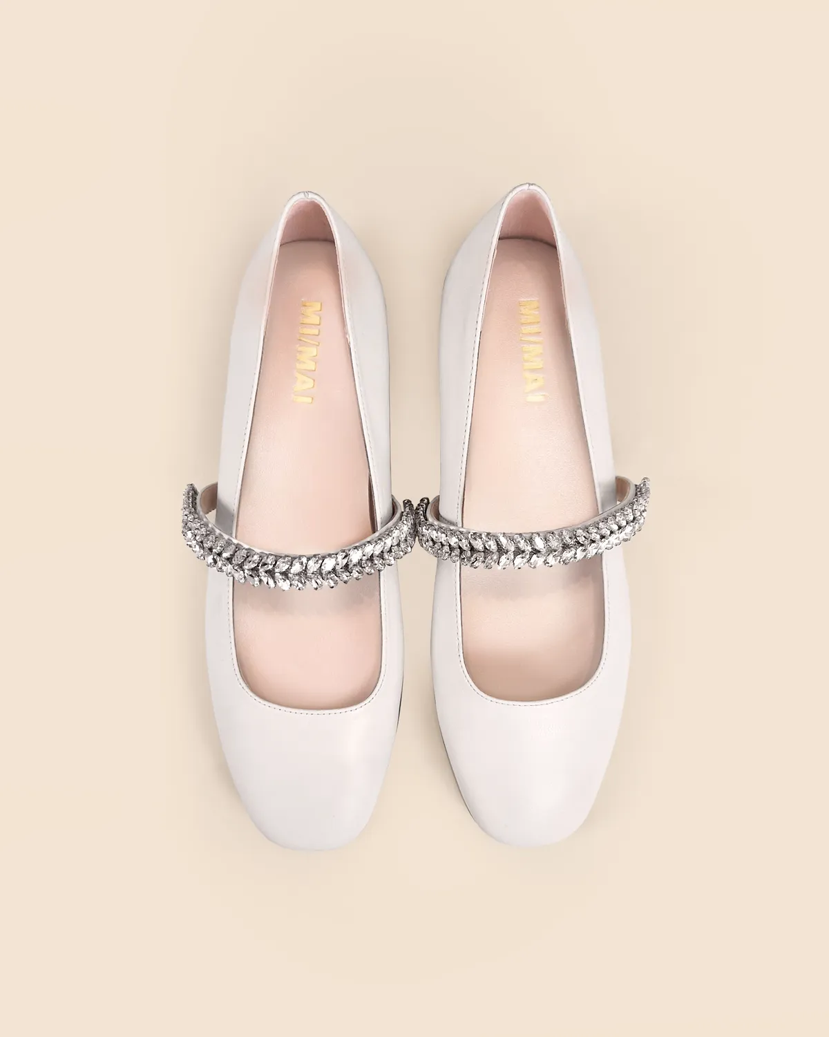 Mi/Mai Patsy White ballerines cuir blanc strass