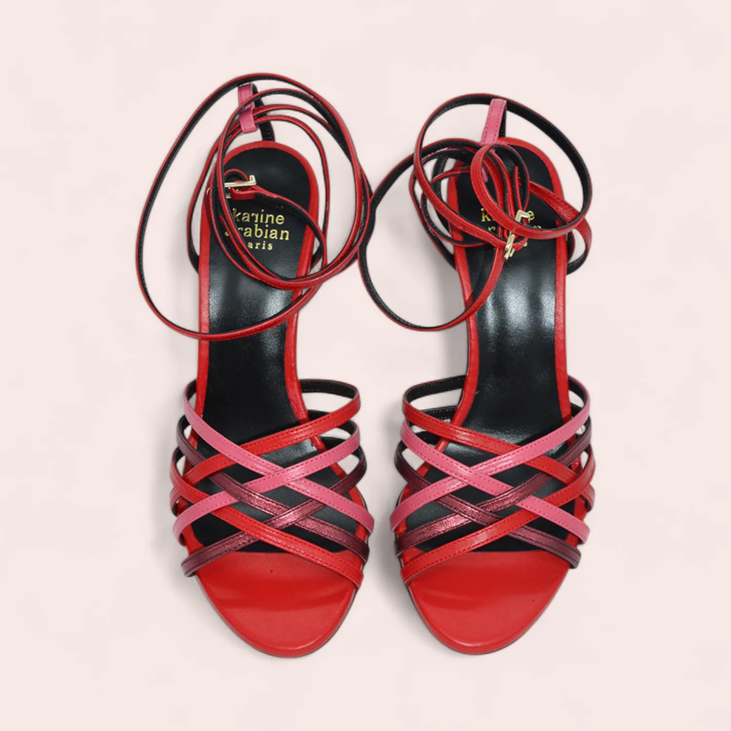 Karine Arabian CARMEN sandale rouge cuir talon 90mm