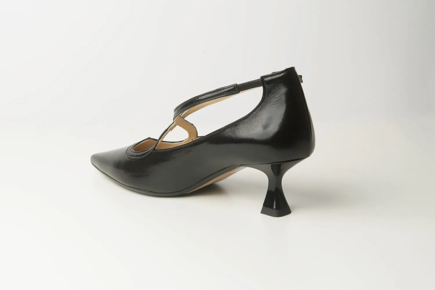 Matteo Pitti escarpins nappa noire vernie bride croisée