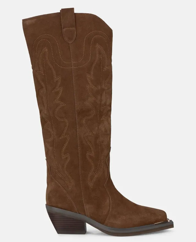 Alma en Pena I250966 bottes plates camel brodées cuir