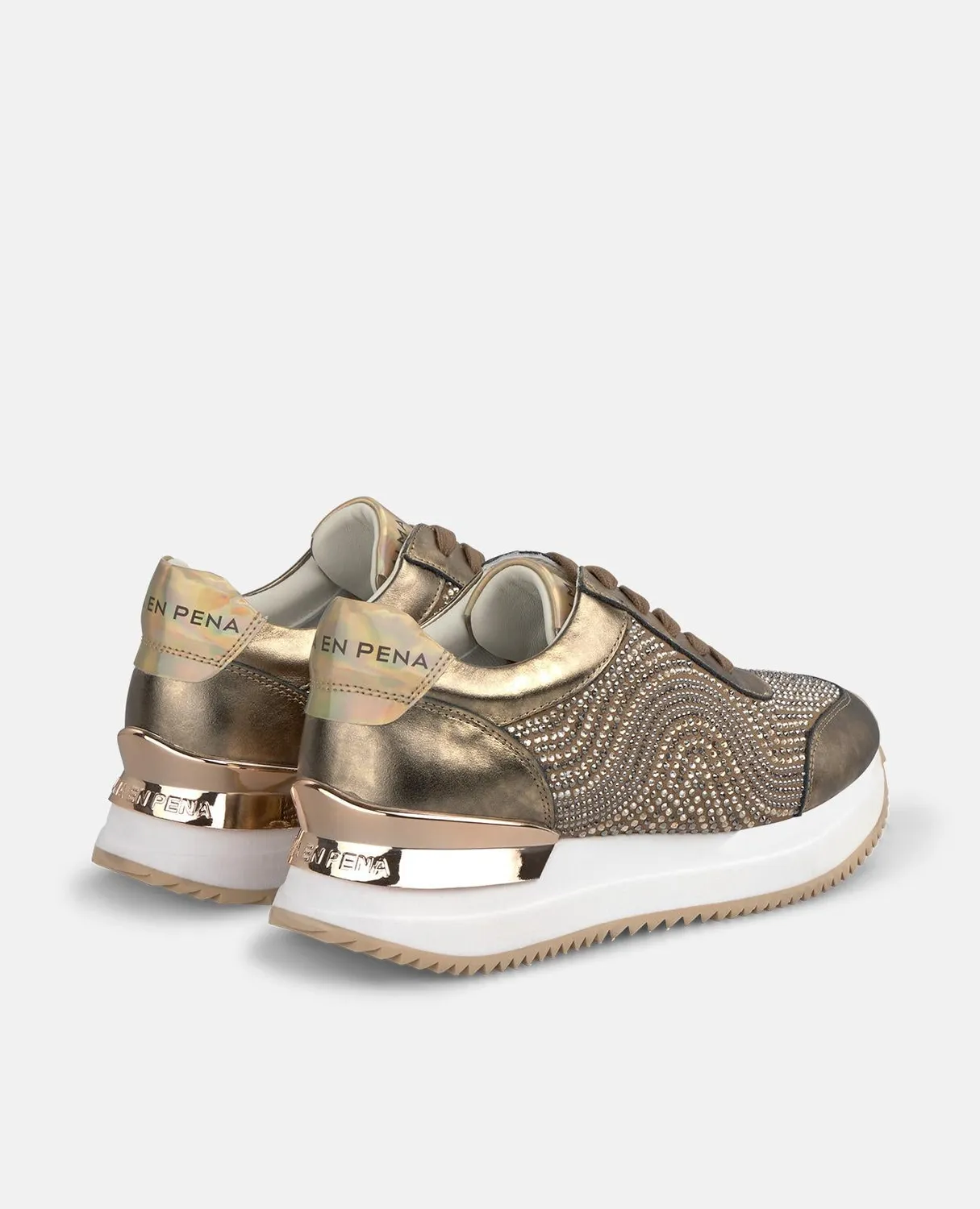 Alma en Pena I251503 sneakers bronze strass plateforme 4 cm