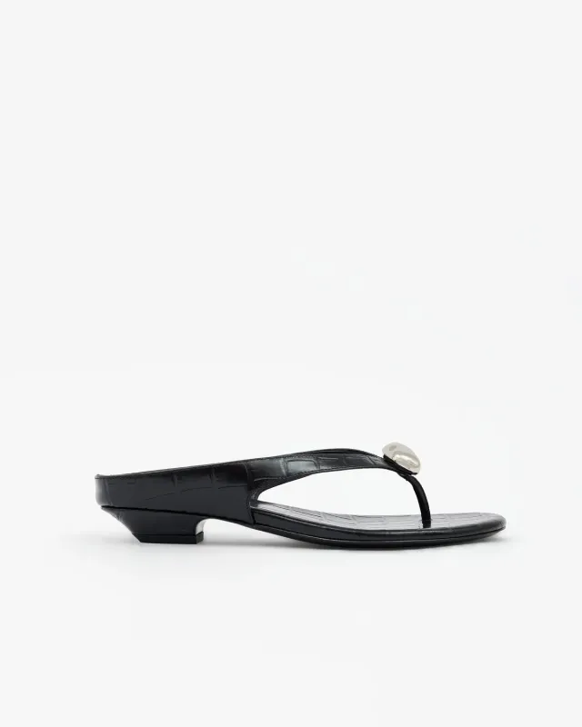 Mi/Mai Cristo Black Croc nu-pieds noirs croco bijou