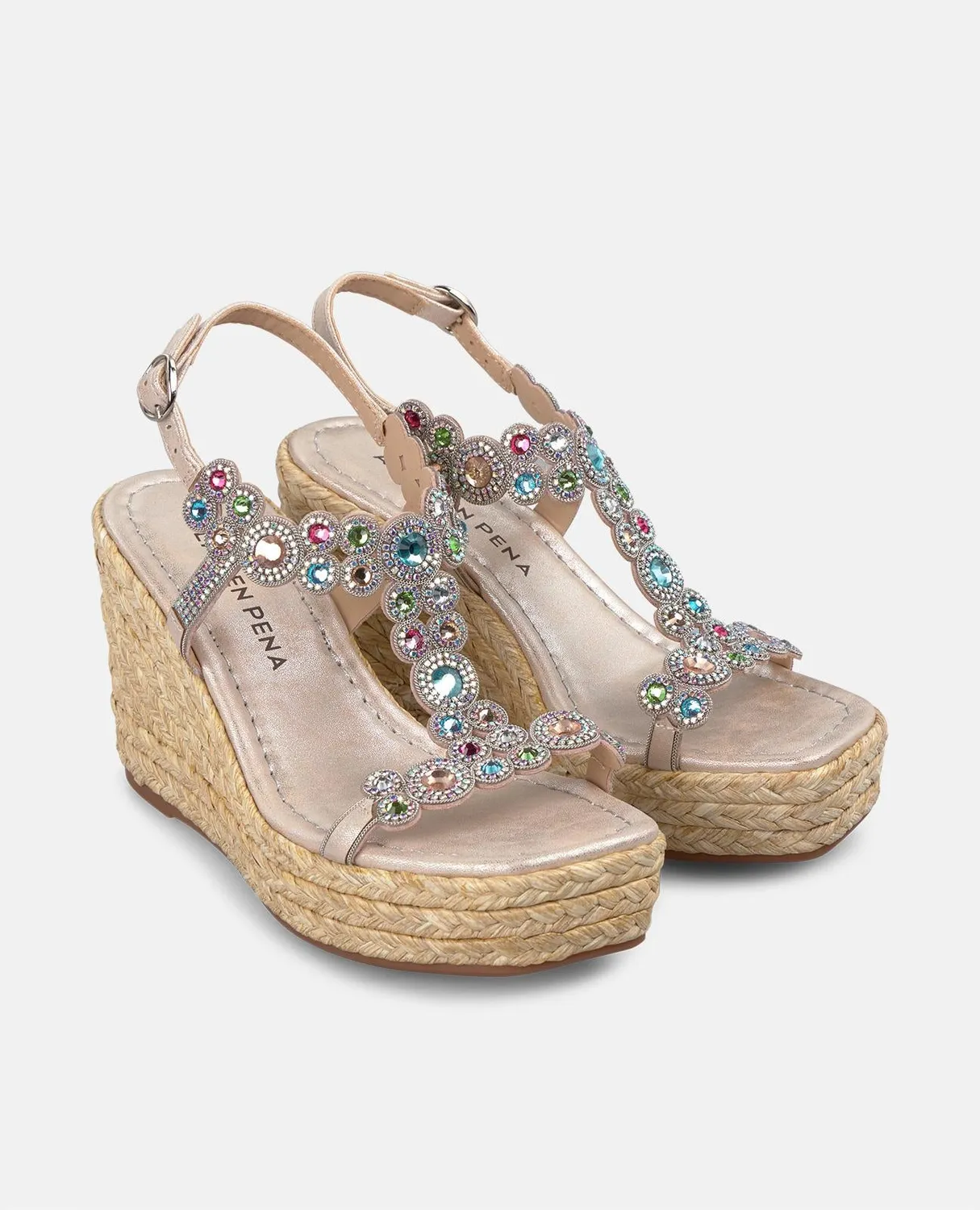 Alma en Pena V2551267 compensées roses perles talon 9,8 cm