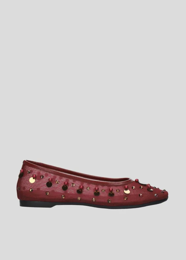 Lola Cruz Daphne ballerines bordeaux cuir plat