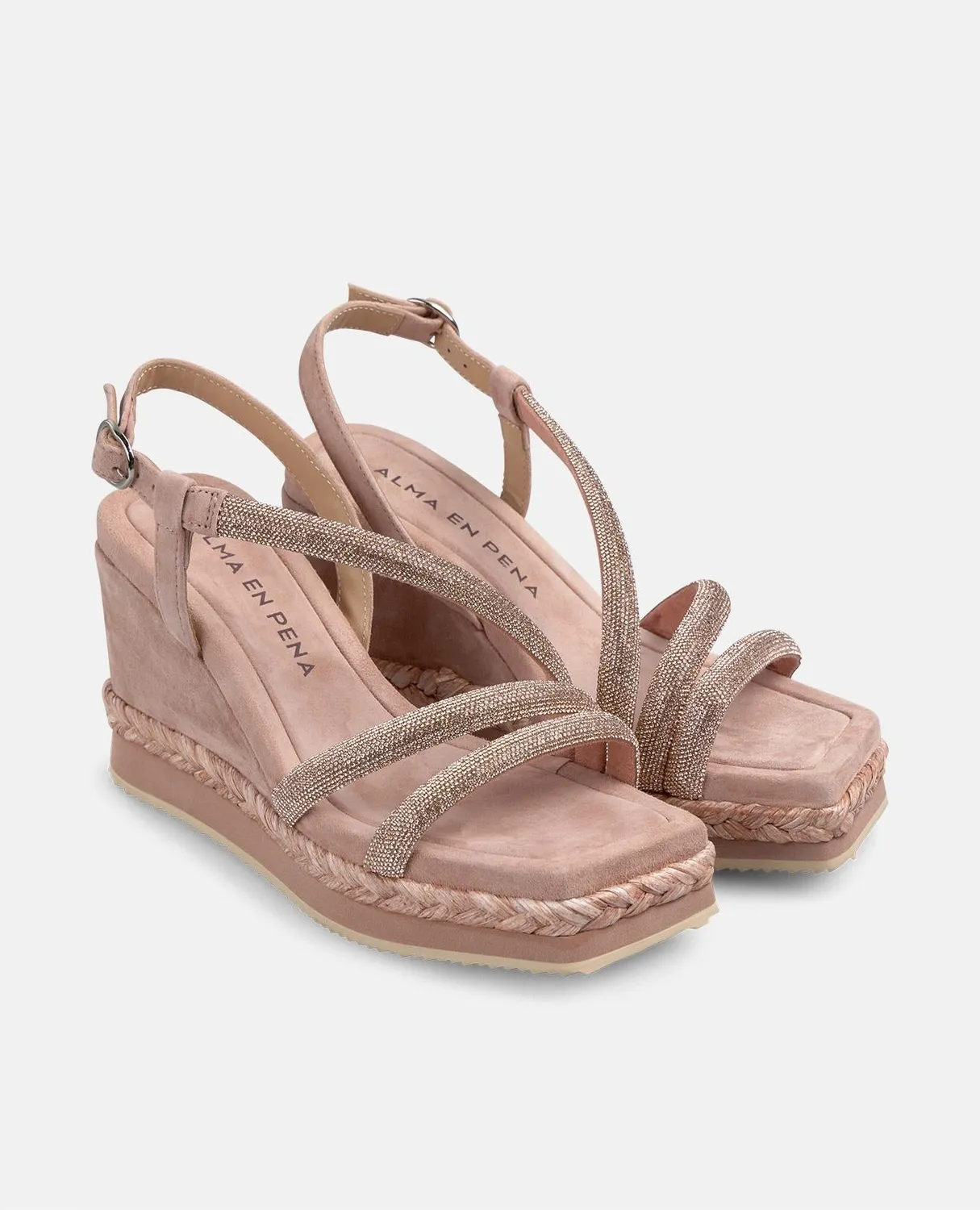 Alma en Pena V251242 compensées rose poudré strass 9,8 cm