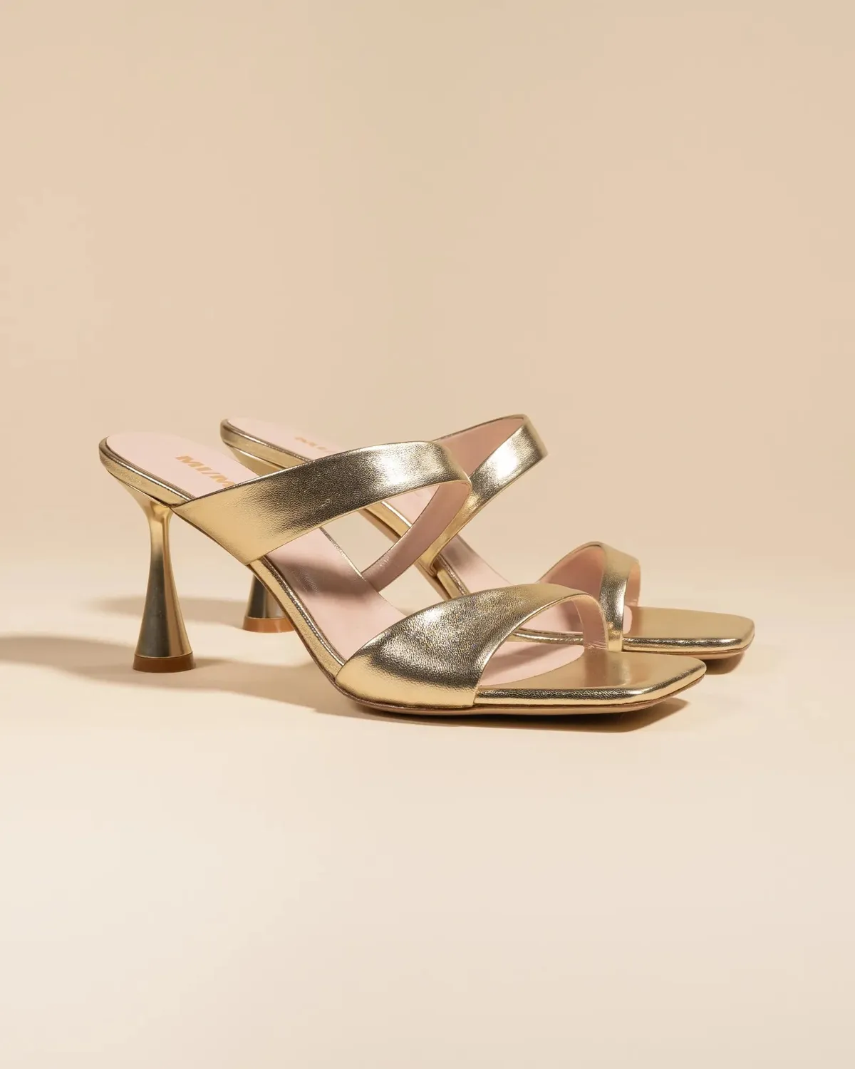 Mi/Mai Tara Gold Nappa sandales talon sculpté doré