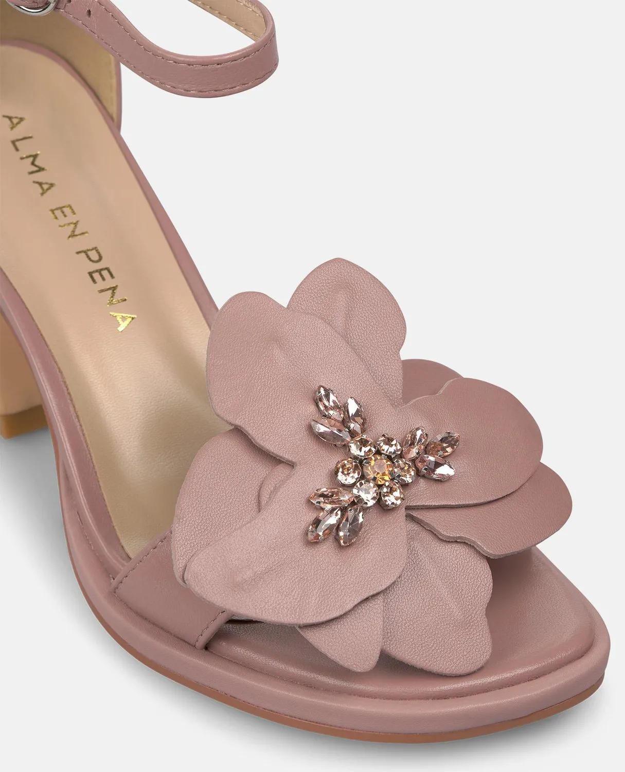 Alma en Pena V262401 sandales roses cuir fleur talon 8,5 cm