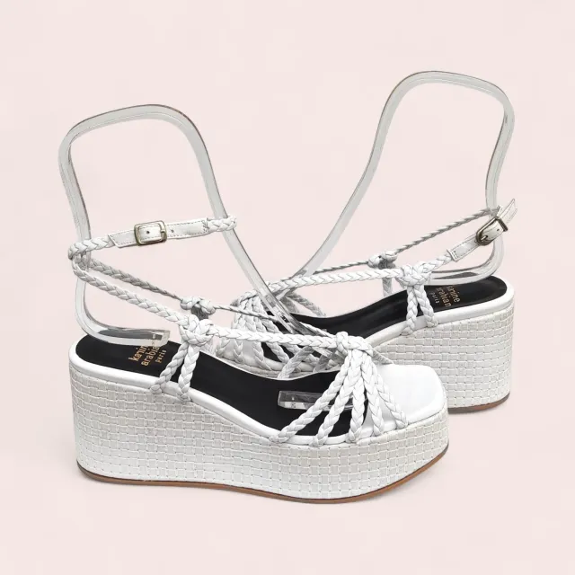 Karine Arabian OPPIO sandale compensée cuir blanc