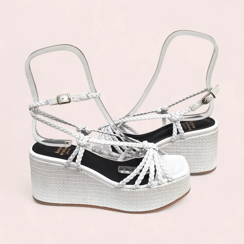 Karine Arabian OPPIO sandale compensée cuir blanc