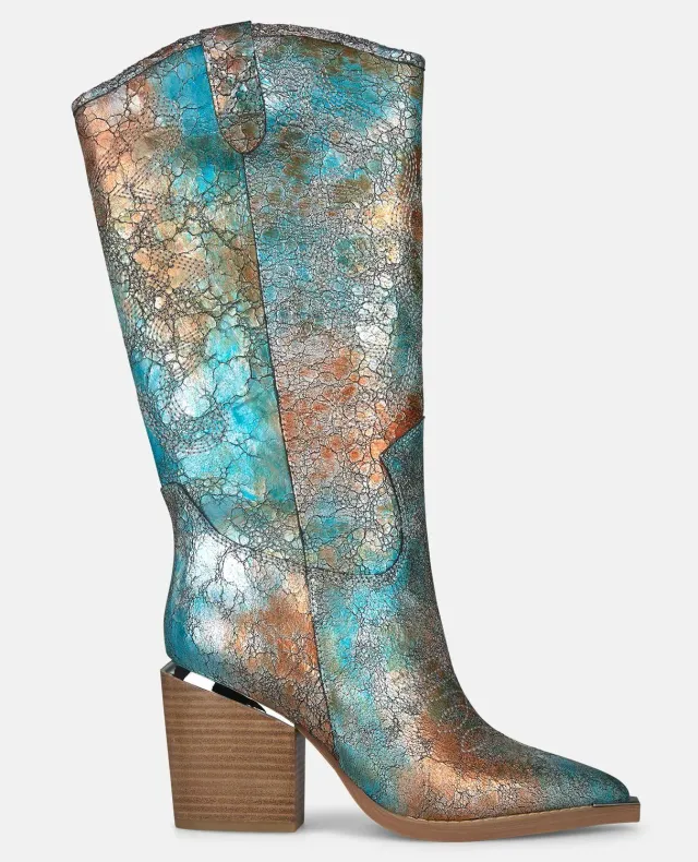 Alma en Pena V260108 bottes camperas cuir turquoise talon 7,5 cm