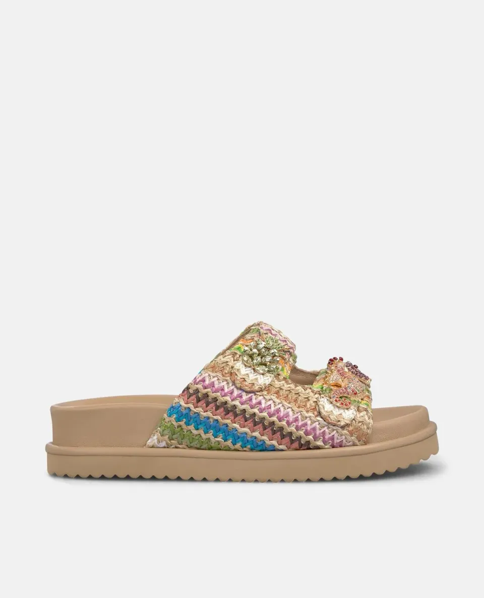 Alma en Pena V267502 sandales plateforme rafia multicolor