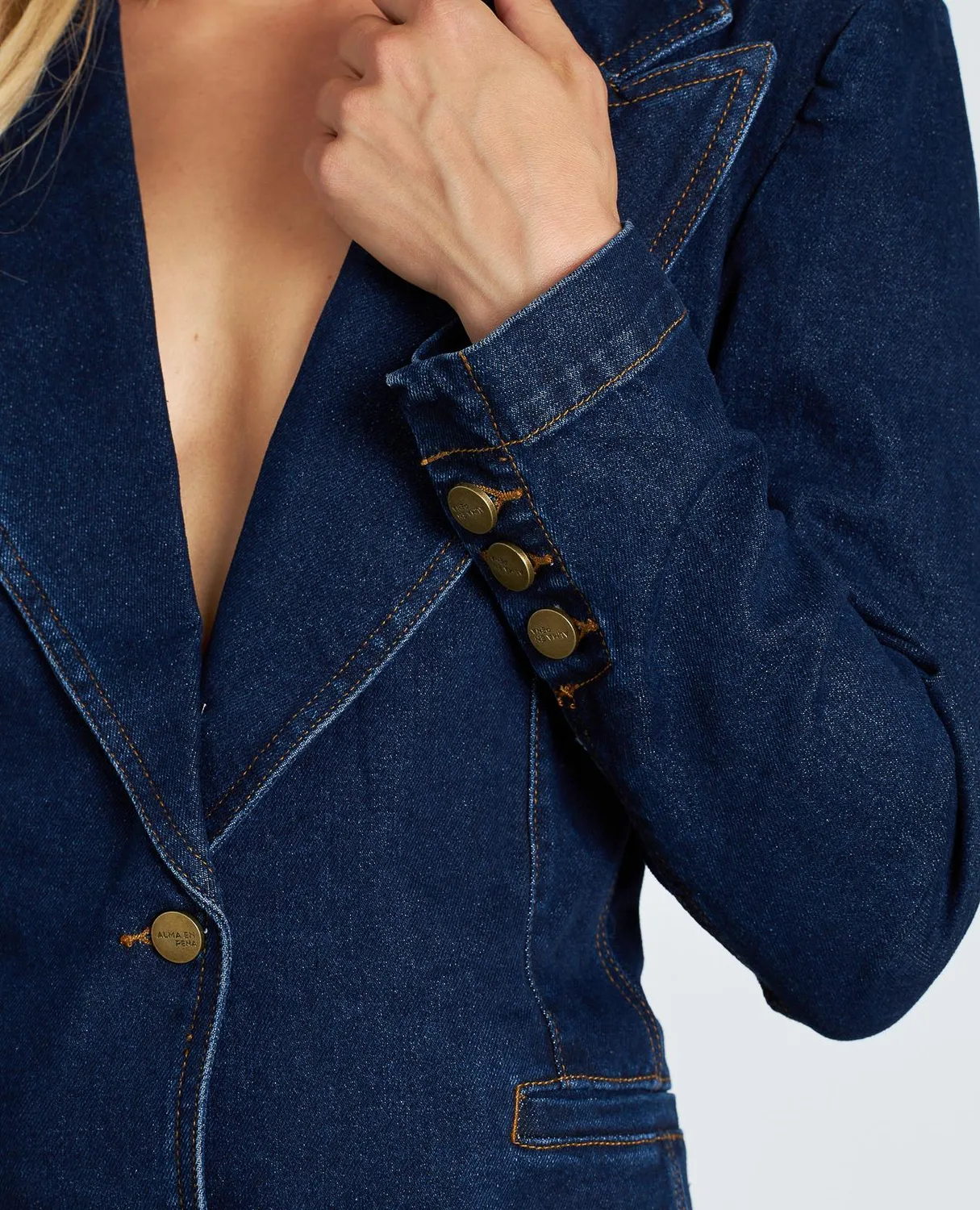 Alma en Pena I25CL1022 blazer jean indigo coton