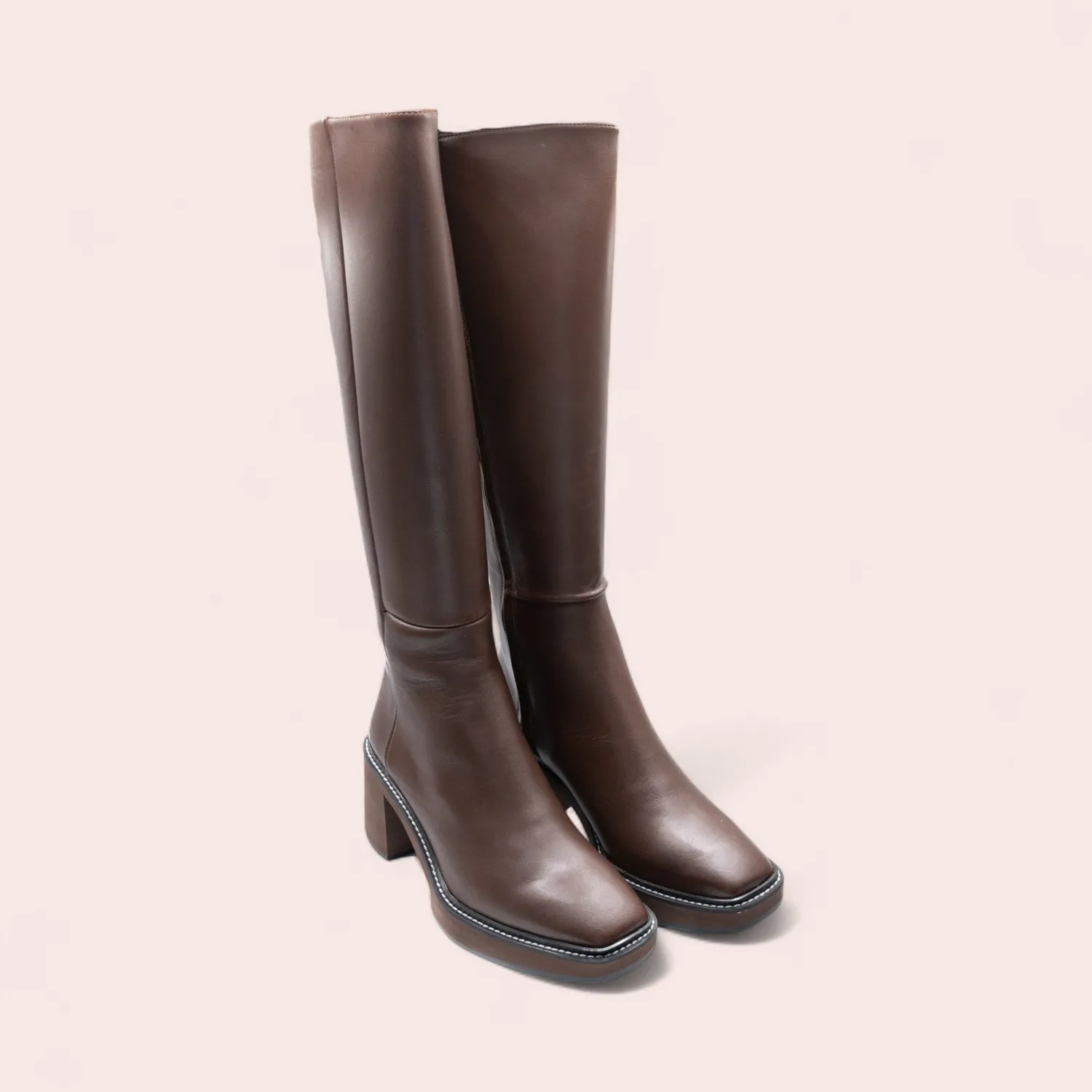 Karine Arabian Brandon botte cuir marron compensée 70mm