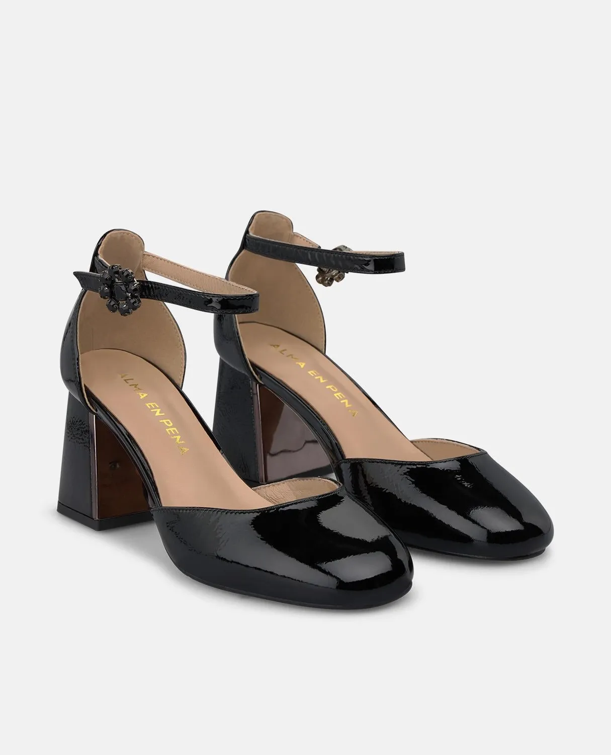 Alma en Pena I260163 escarpins vernis noir talon 7 cm