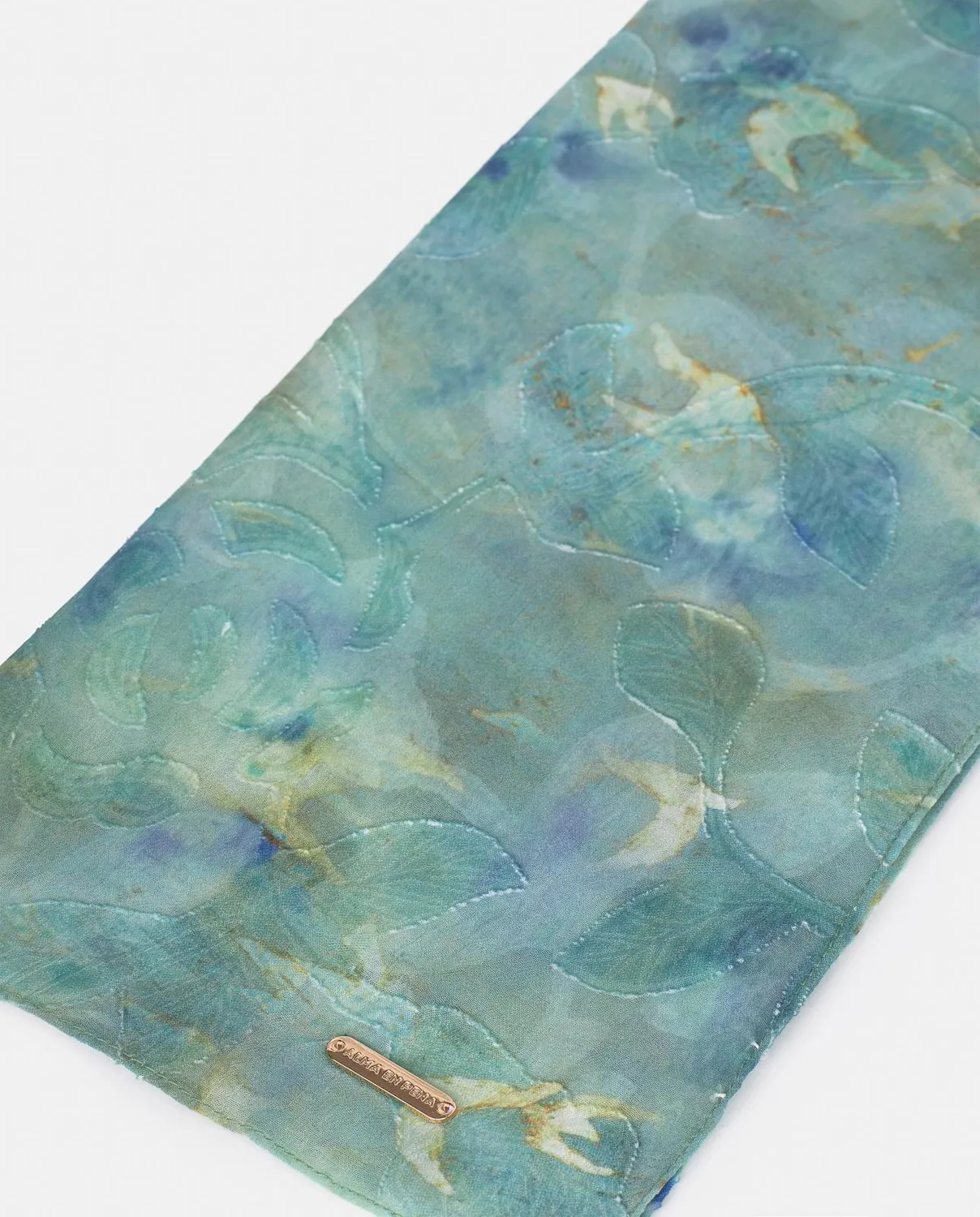 Alma en Pena V26AC103 foulard gaze bleue fleurie