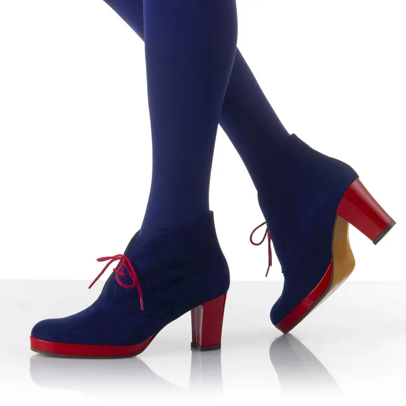 Bégum Paris Diane bottines marine rouge talon 7 cm
