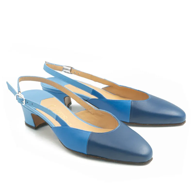 Bégum Paris Trianon escarpins slingback bleu 3,5 cm