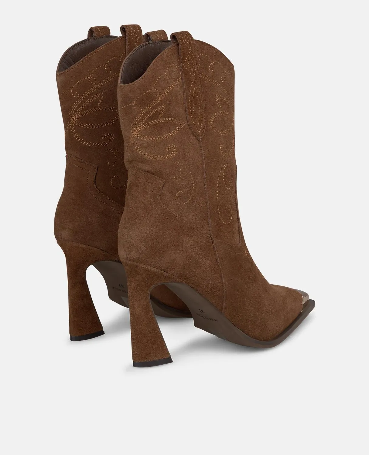 Alma en Pena I250647 bottines à talon camel brodées