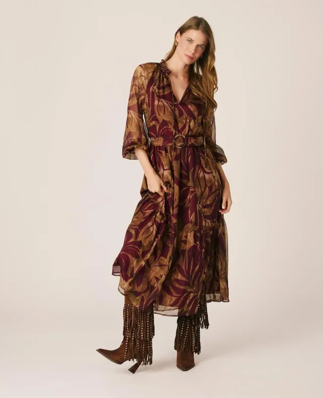 Alma en Pena I26CL0210 robe midi gaze bordeaux