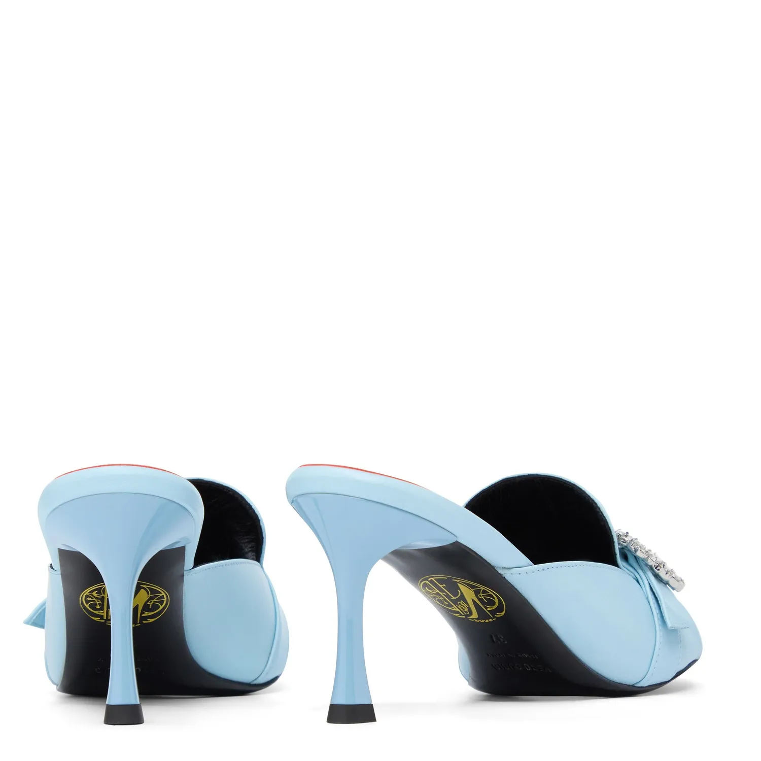 Maison Ernest Capucine 70 mules bleu cuir mat talon 7 cm