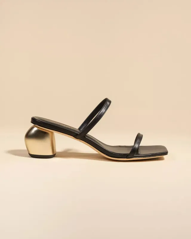 Mi/Mai Tilda Low Black Gold mule talon bas noir doré