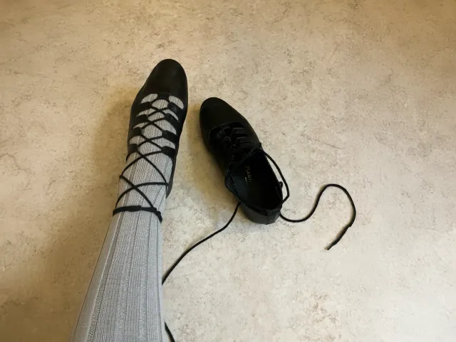 Magic Feet Ghillies Vintage chaussures danse cuir noir