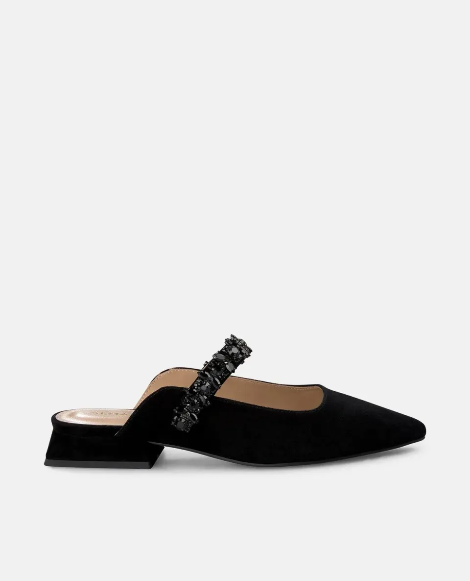 Alma en Pena V250491 mules noires cuir strass talon 2 cm