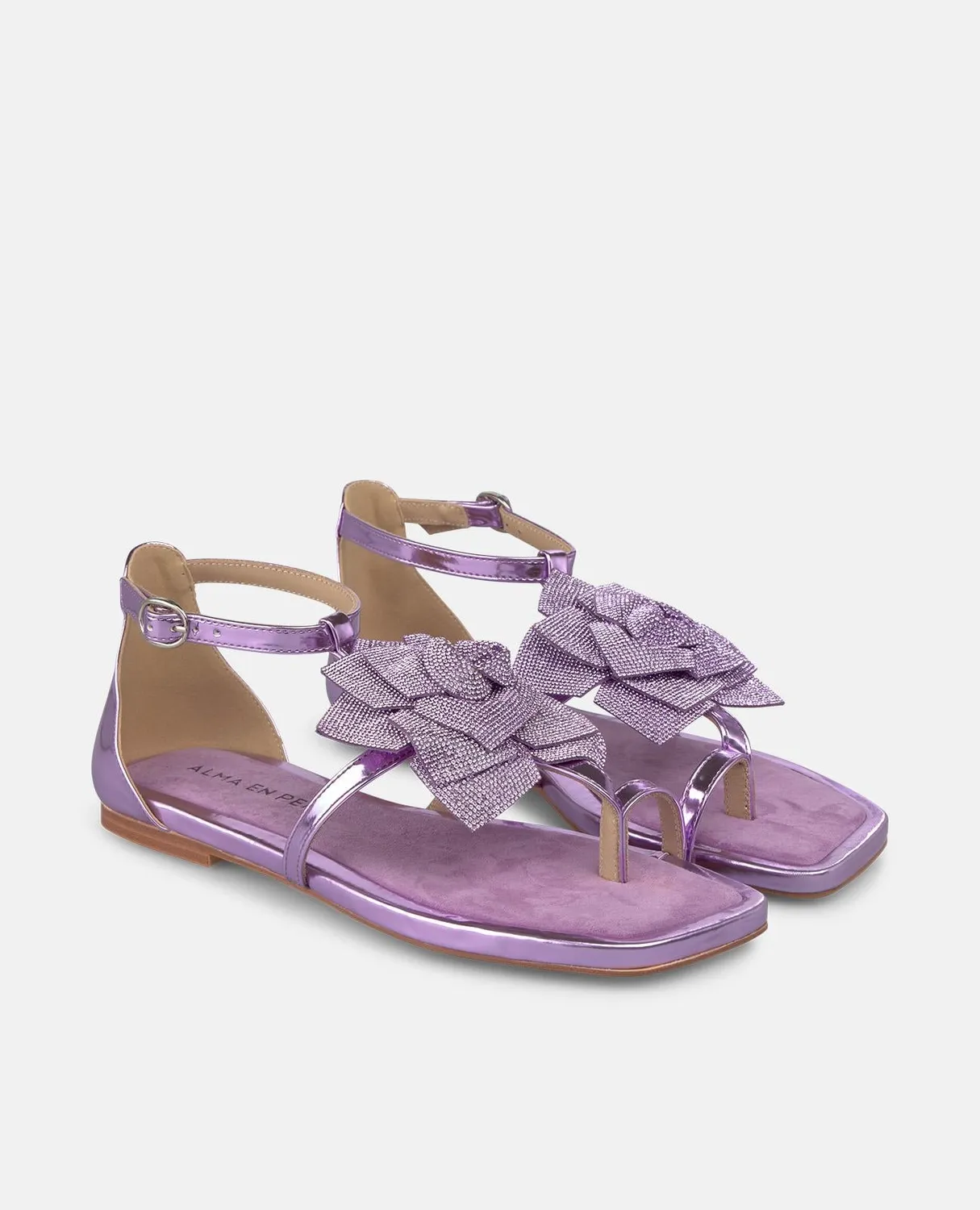 Alma en Pena V251919 sandale plate fleur violette 1 cm