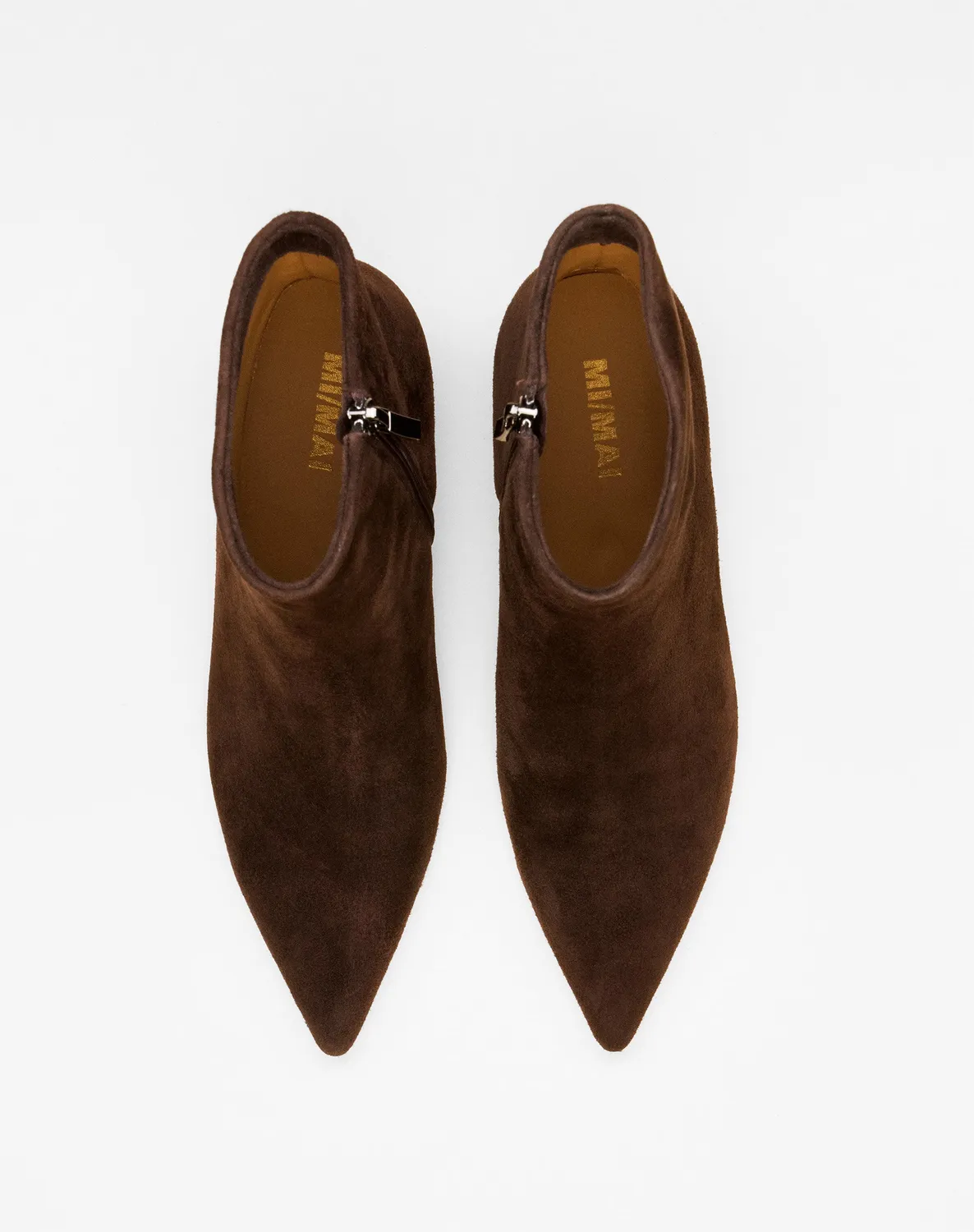 Mi/Mai Noura Low bottines suède marron talon 6 cm