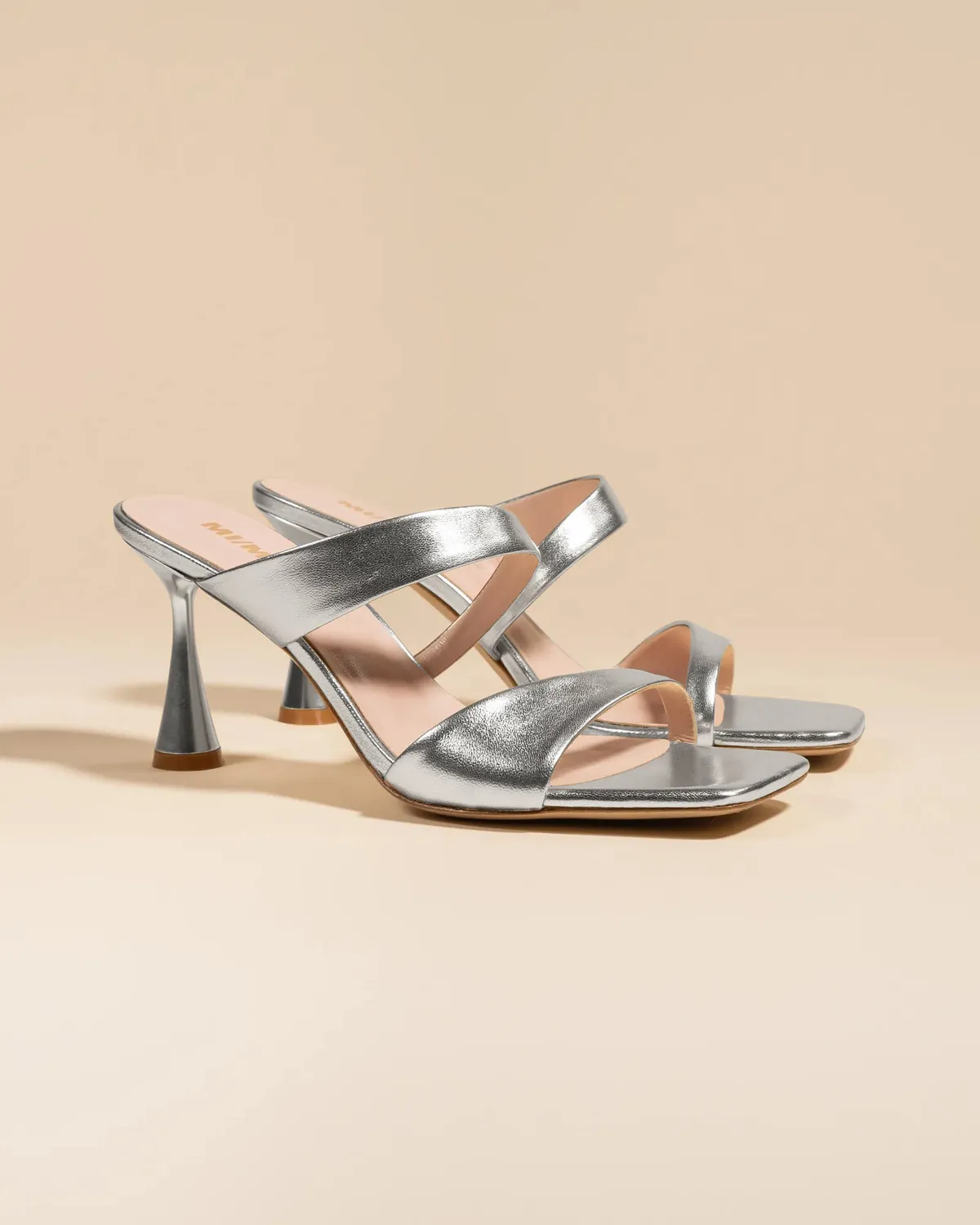 Mi/Mai Tara Silver Nappa sandales cuir doré talon haut