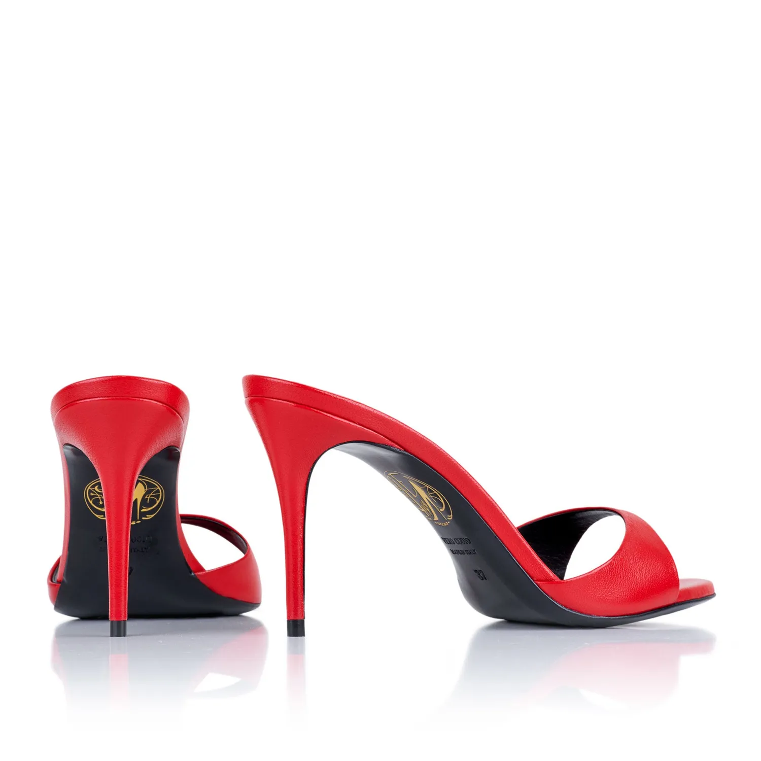 Maison Ernest Lidylle 85 mules rouge cuir mat talon 8,5 cm