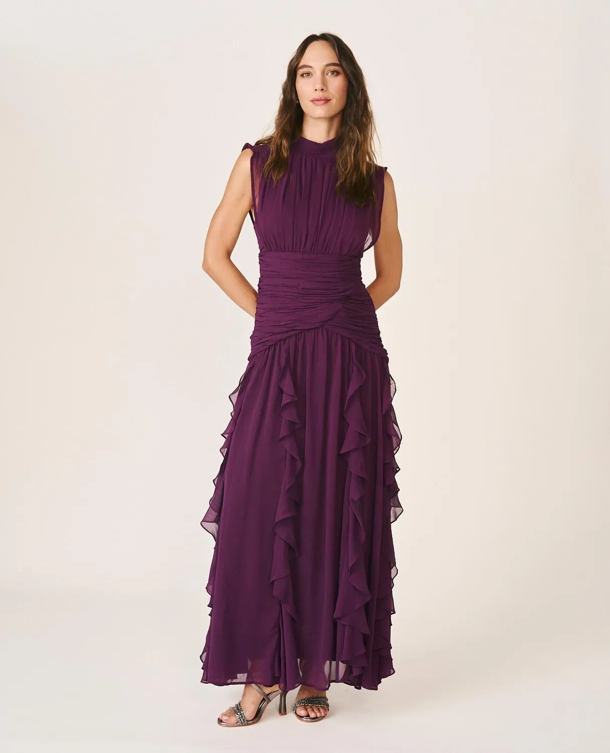 Alma en Pena I26CL0244 robe longue violette volants