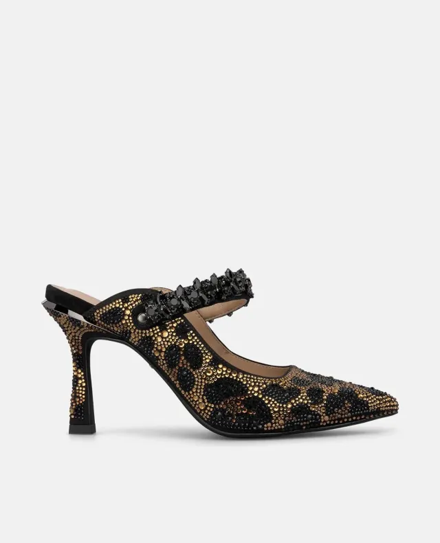 Alma en Pena I260255 mule léopard talon 9 cm strass