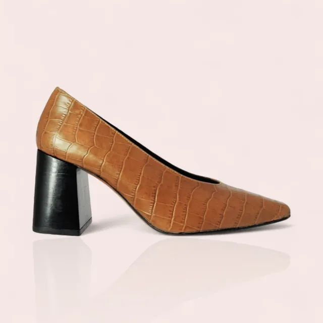 Karine Arabian Castellane escarpins croco marron 38