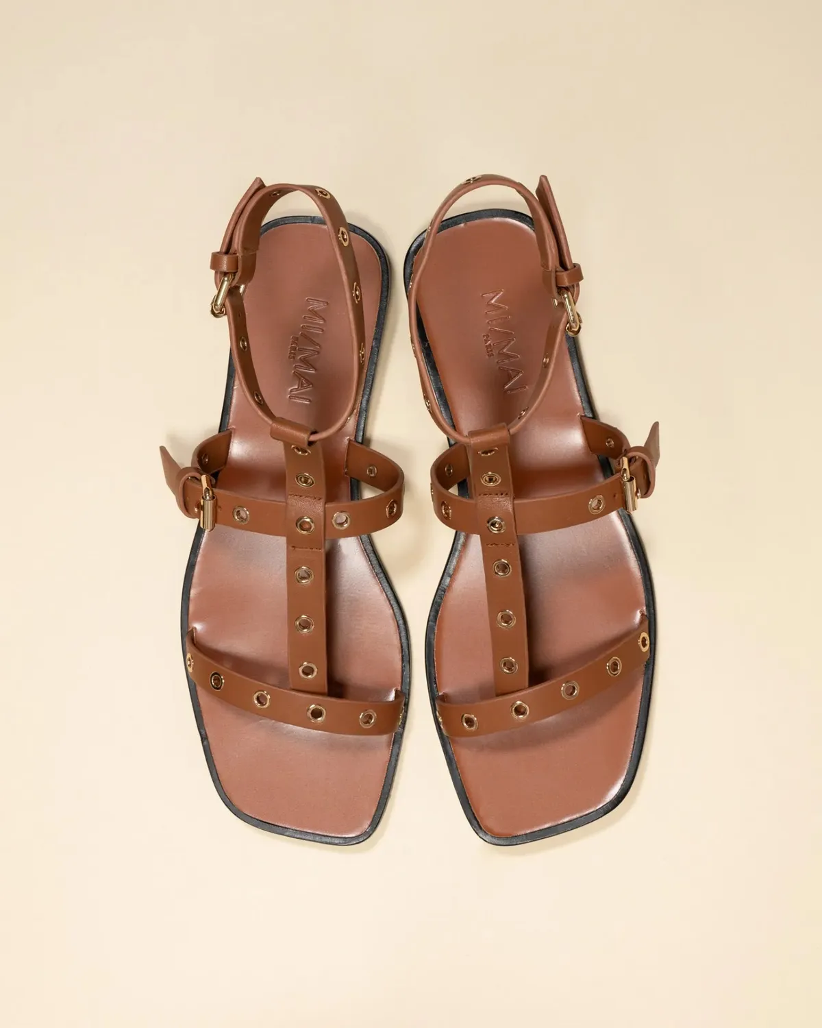 Mi/Mai Bonnie Brown nu-pieds marron plats